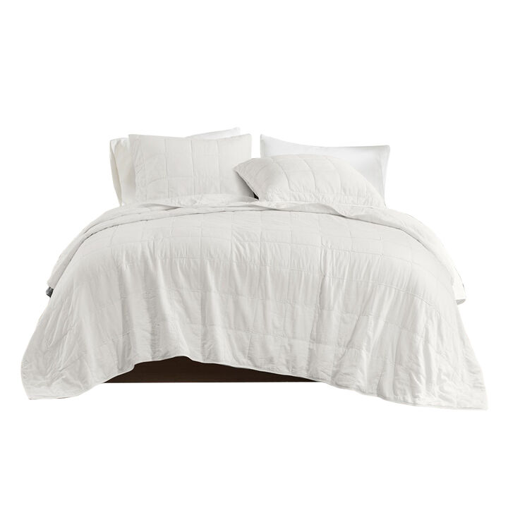 Gracie Mills Griffin 3-Piece Grid Design Cotton Coverlet Set