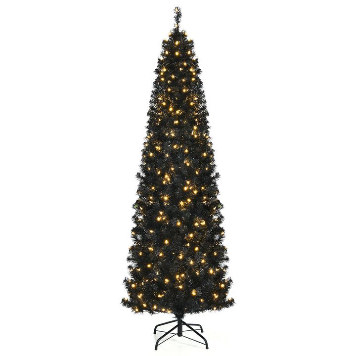 Pre-lit Christmas Halloween Tree with PVC Branch Tips and Warm White Lights