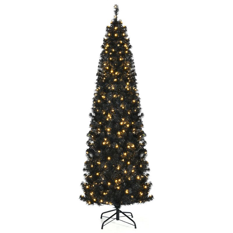 Pre-lit Christmas Halloween Tree with PVC Branch Tips and Warm White Lights