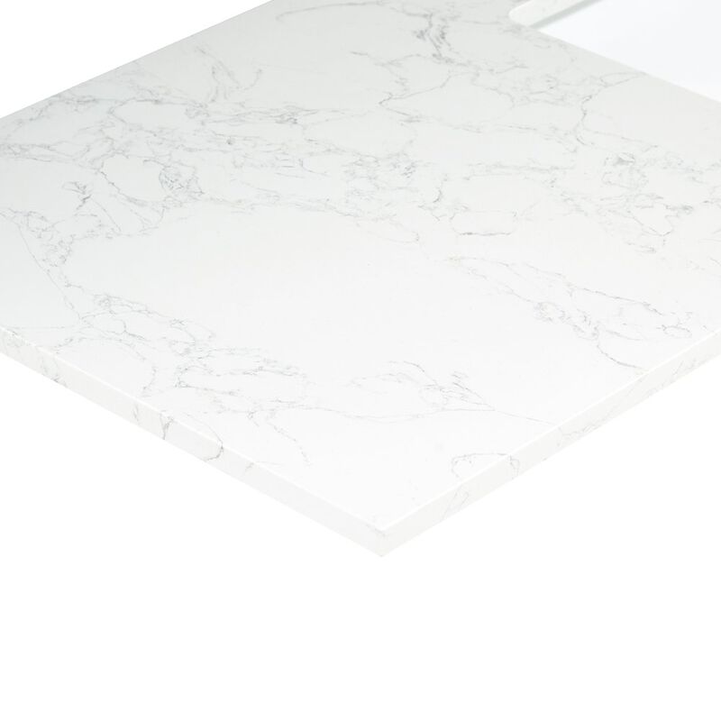Altair Ceres 73 in. Engineered Stone Vanity Top in Grain White with Double White Sink