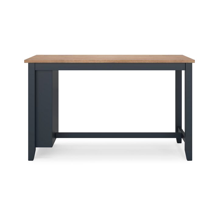 Gasy Counter Height Dining Table, 60 Inch, Dark Blue Brown Mango Wood - Benzara