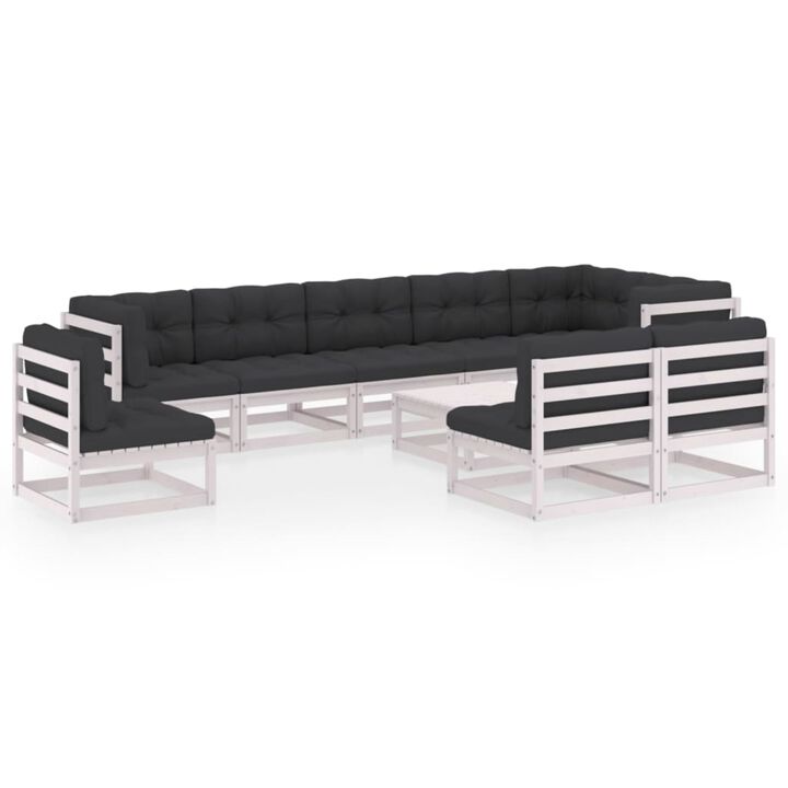 vidaXL 10 Piece Garden Lounge Set with Cushions Solid Pinewood