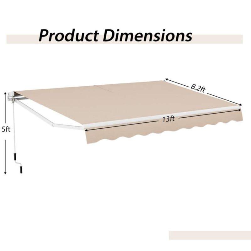 Hivvago 13 × 8 Feet Retractable Patio Awning Aluminum Deck Sunshade