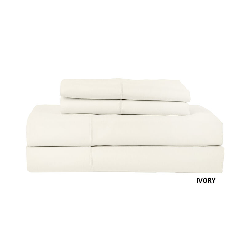 Hotel Concepts 500 Thread Count Sateen Sheet - 4 Piece Set - King, Ivory
