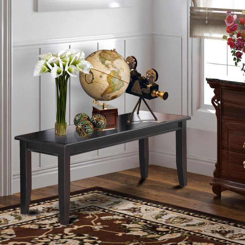 East West Furniture Dudley  Dining  Bench  with  Wood  Seat  in  Black  Finish