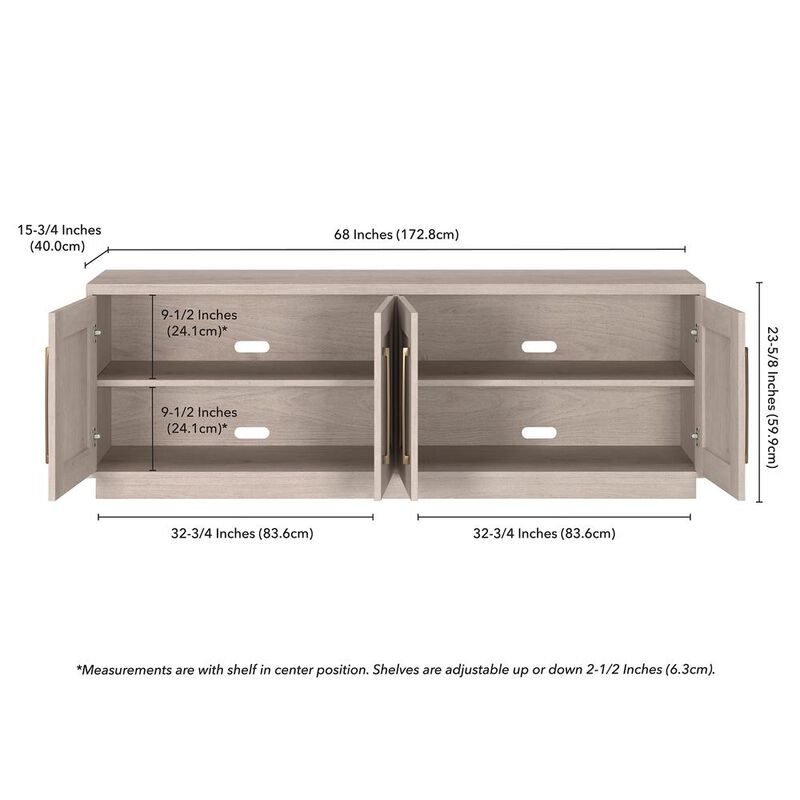 Hudson&Canal Tillman Rectangular TV Stand for TV's up to 80 in Alder White