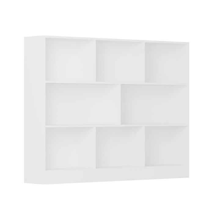 40.9 in. H x 39.4 W White Wood 8-Shelf Freestanding Standard Bookcase Display Bookshelf With Cubes