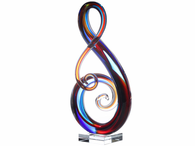 Hand Blown Treble Sommerso Art Glass Sculpture