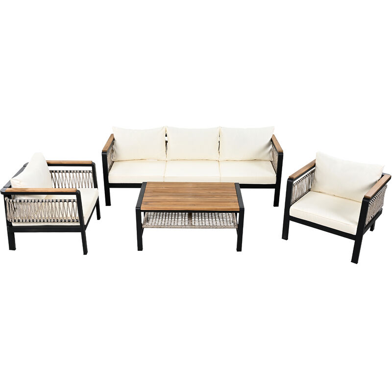 Merax 4 Pieces Outdoor Sectional Sofa Cnversation Set