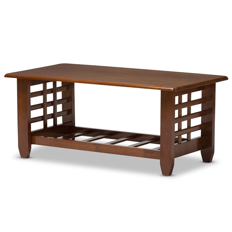 Baxton Studio Larissa Classic Cherry Finished Brown Wood Living Room Occasional Coffee Table