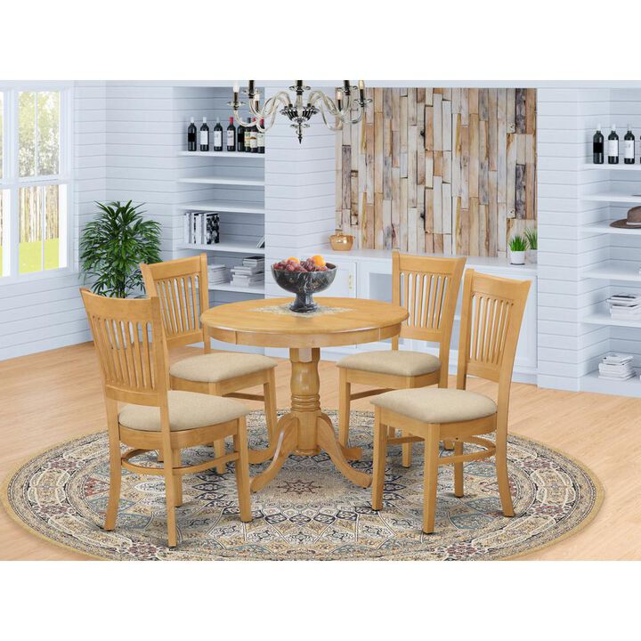 East West Furniture ANVA5-OAK-C 5 PC Dining room set - Dining Table and 4 Dining Chairs