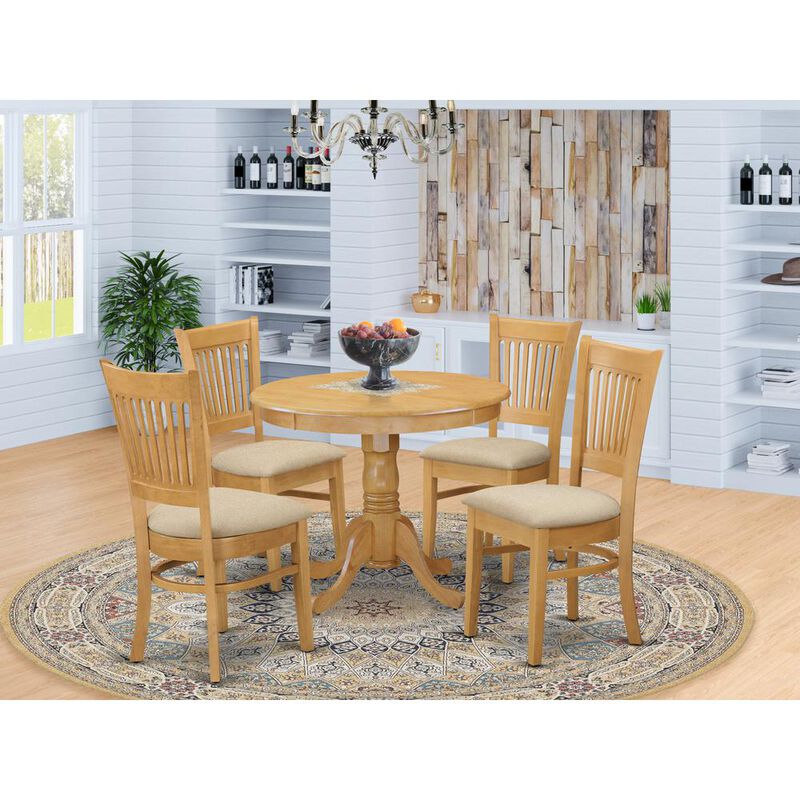 East West Furniture ANVA5-OAK-C 5 PC Dining room set - Dining Table and 4 Dining Chairs