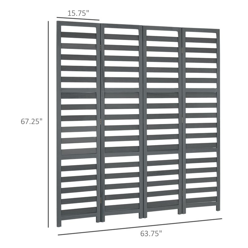 White/Grey Room Divider: 5' Foldable Screen for Bedroom & Office
