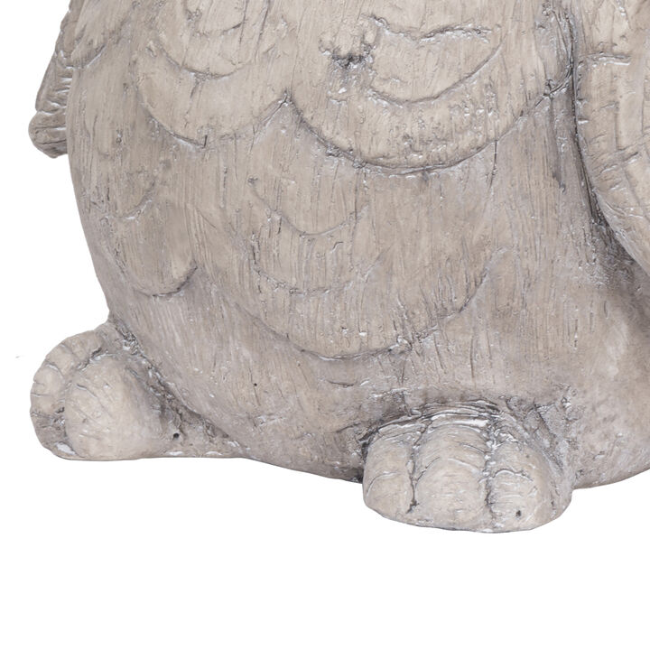 Antique Styled Raw Textured Polyresin Owl Head Planter, Gray - Benzara