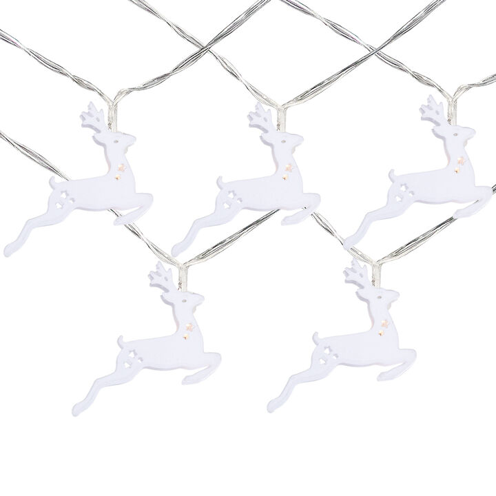10 B/O LED Warm White Reindeer Christmas Lights - 3' Clear Wire