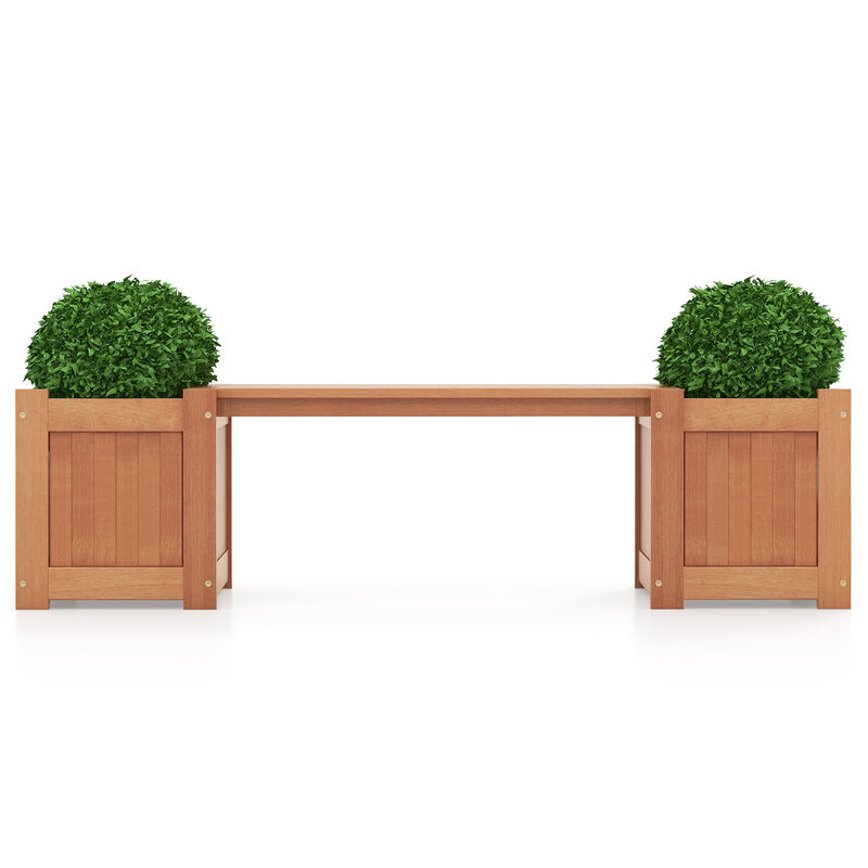 Hardwood Planter Box with Bench for Garden Yard Balcony
