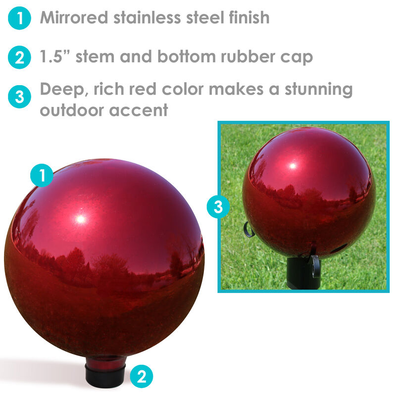 Sunnydaze Set of 2 10" Mirrored Stainless Steel Gazing Globe