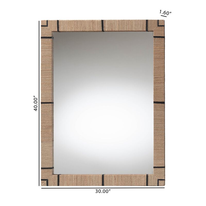 bali & pari Mirai Bohemian Woven Grasscloth Rectangle Accent Mirror