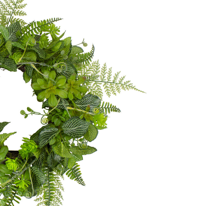 Maidenhair Fern and Assorted Foliage Spring Wreath  24-Inch