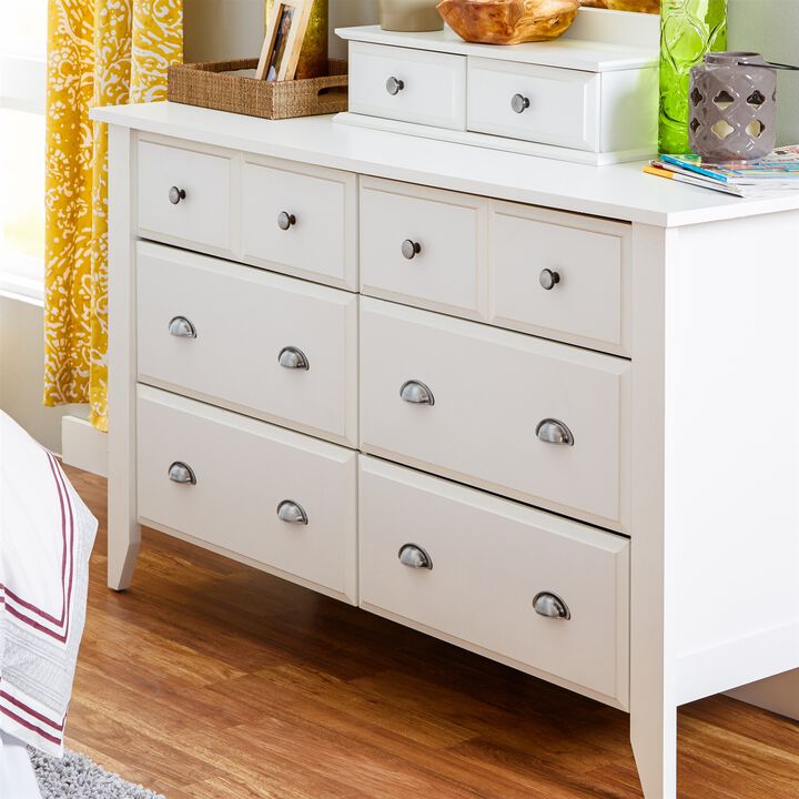 Hivvago White 6 Drawer Dresser Traditional Design