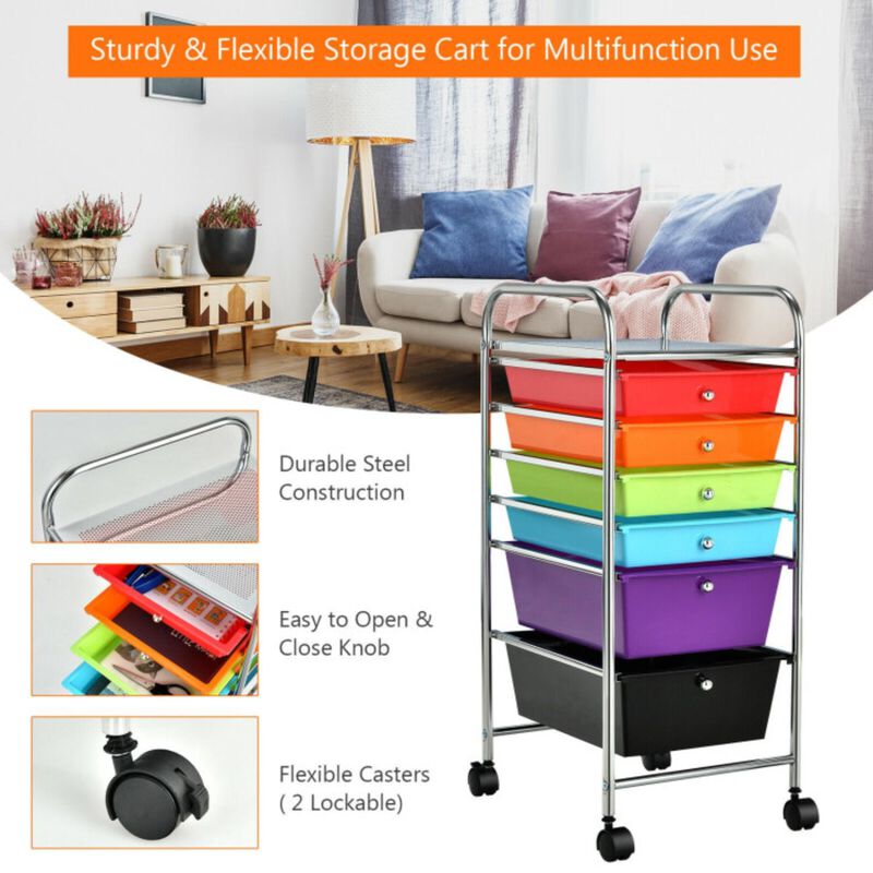 Hivvago 6 Drawers Rolling Storage Cart Organizer