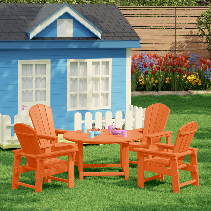 WestinTrends Kids 5-Piece HDPE Outdoor Patio Round Dining Table and Chairs Set