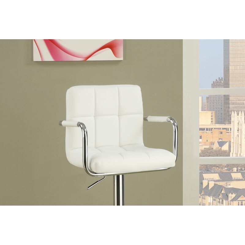 Set of 2 White Faux Leather Barstool Chairs