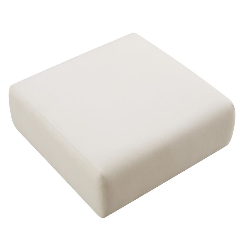 Hangover Cream Heavy Textured Fabric Ottoman