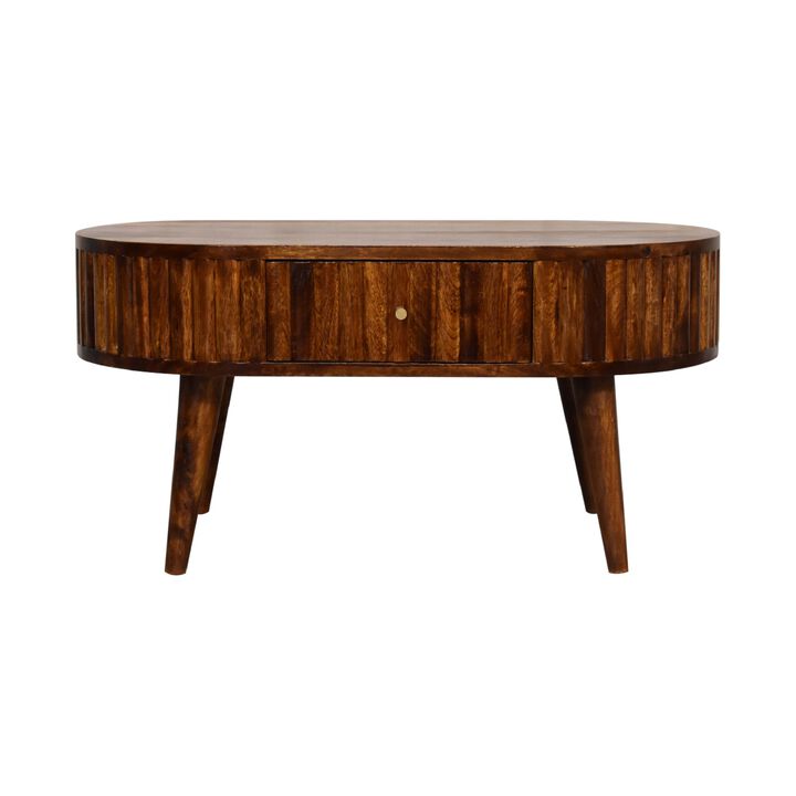 Stripe Chestnut Solid Wood 2 Drawer  Coffee Table