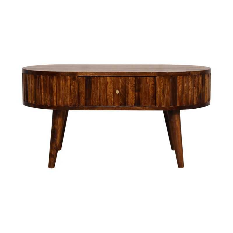 Stripe Chestnut Solid Wood 2 Drawer  Coffee Table