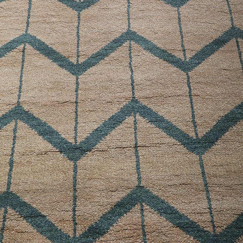 HAND KNOTTED WOOL Geometric AREA RUGS  - 8'x10', Rectangle Shape, Gold Charcoal Color, Geometric Modern, Medium Pile Handmade Area Rugs for Living Room, Bed Room (N01052)