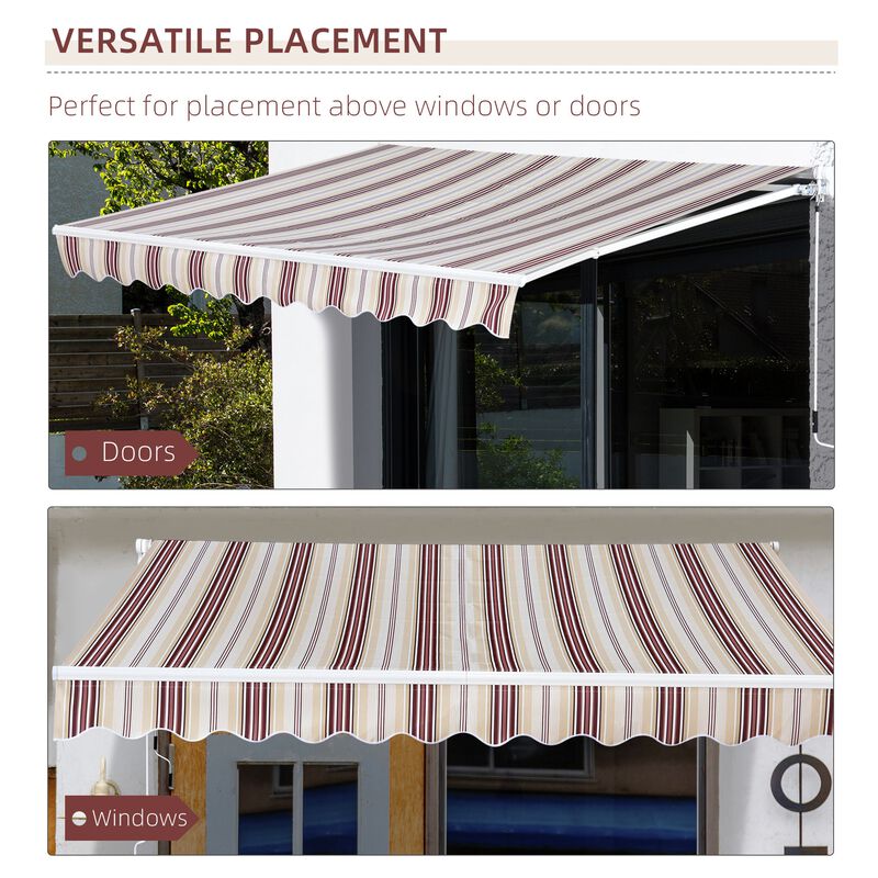 Red Sun Shield: 10x8 Manual Retractable UV-Protective Patio Awning