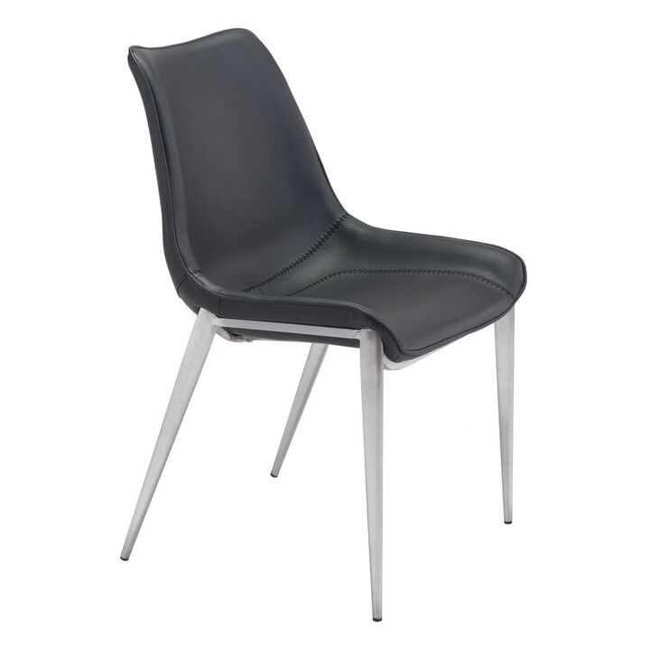 Belen Kox Magnus Dining Chair (Set of 2), Black & Brushed Stainless Steel, Belen Kox