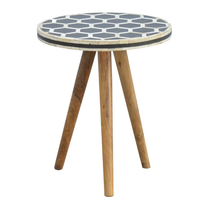 Solid Wood Bone Inlay Tripod Stool