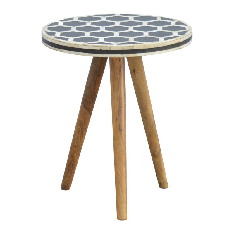 Solid Wood Bone Inlay Tripod Stool