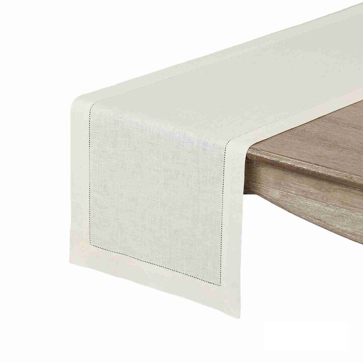 Solino Home 100% Pure Linen Table Runner | Classic Hemstitch for Thanksgiving, Christmas