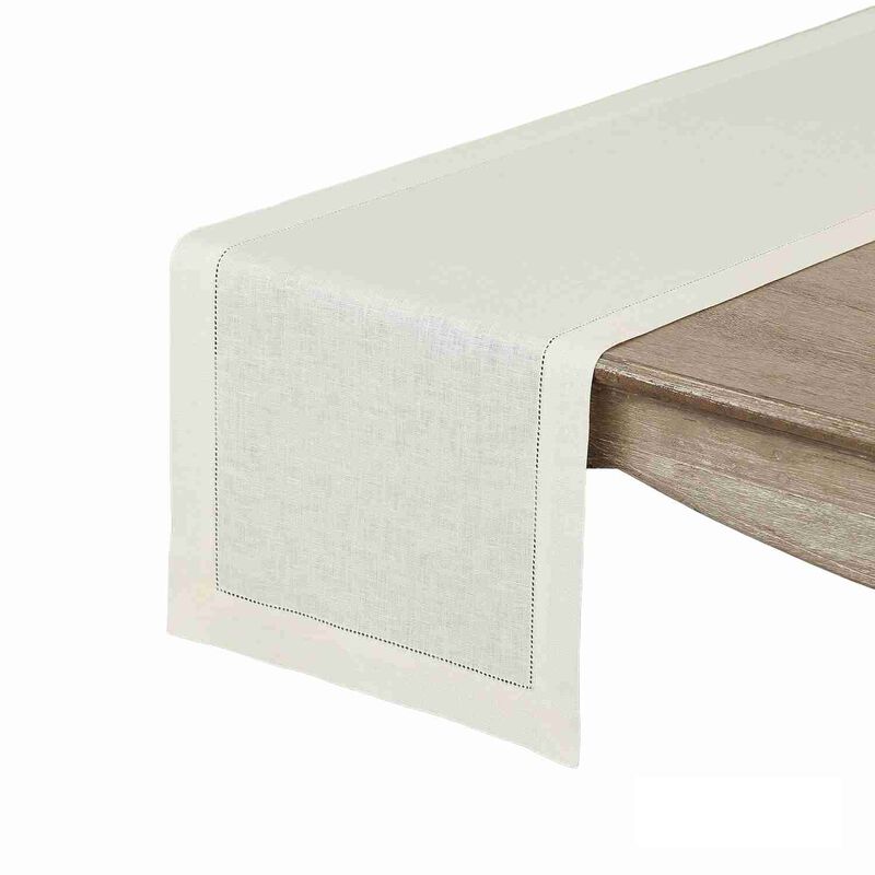 Solino Home 100% Pure Linen Table Runner | Classic Hemstitch for Thanksgiving, Christmas
