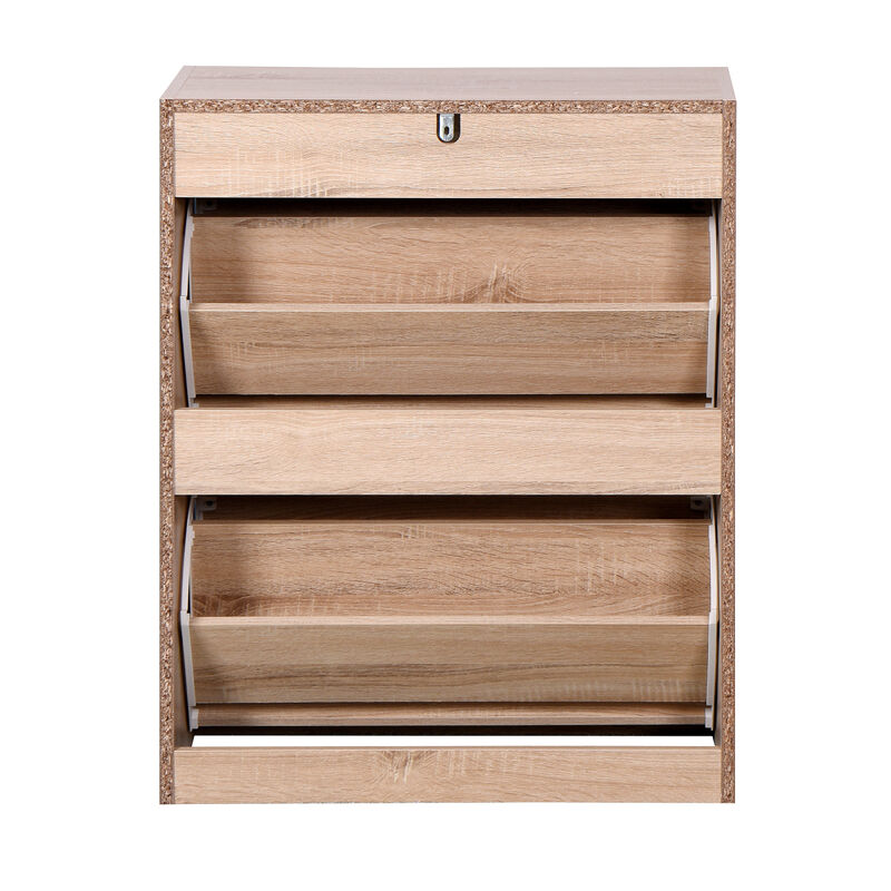 White Shoe Storage Cabinet with Flip Doors