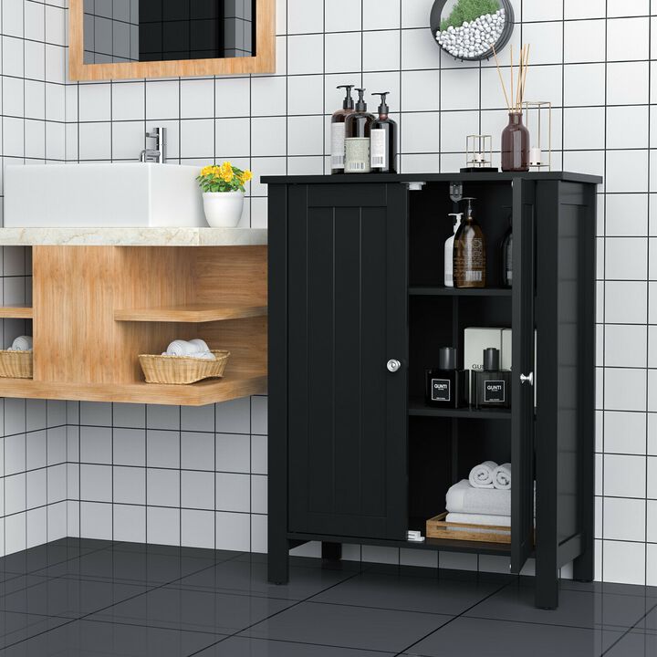 2-Door Bathroom Floor Storage Cabinet Space Saver Organizer