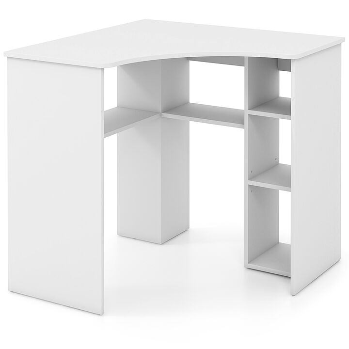 Corner Computer Desk with Triangle Shape, Adjustable Shelf, and Arc-Shaped Profile for Home Office