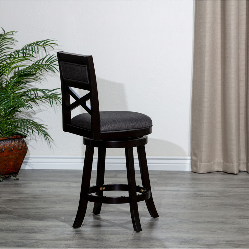 24 Counter Height X-Back Swivel Stool, Fabric Seat