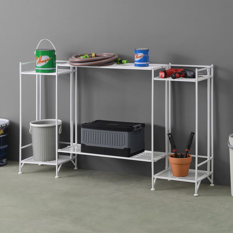 Convenience Concepts Xtra Storage 2 Tier Tall Folding Metal Shelves with Set of 2