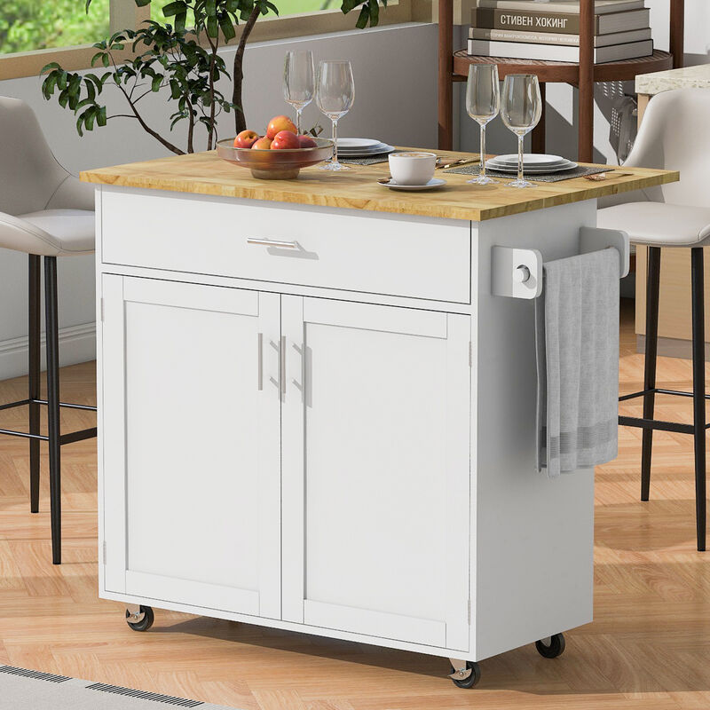 Merax Rolling Kitchen Island with Storage Kitchen Cart