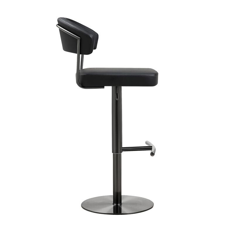 Cosmo Black Performance Vegan Leather and Stainless Steel Barstool