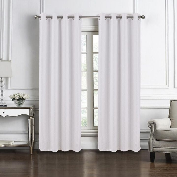 RT Designers Collection Connor Jacquard Premium & Stylish Grommet Panel 54" x 84" White