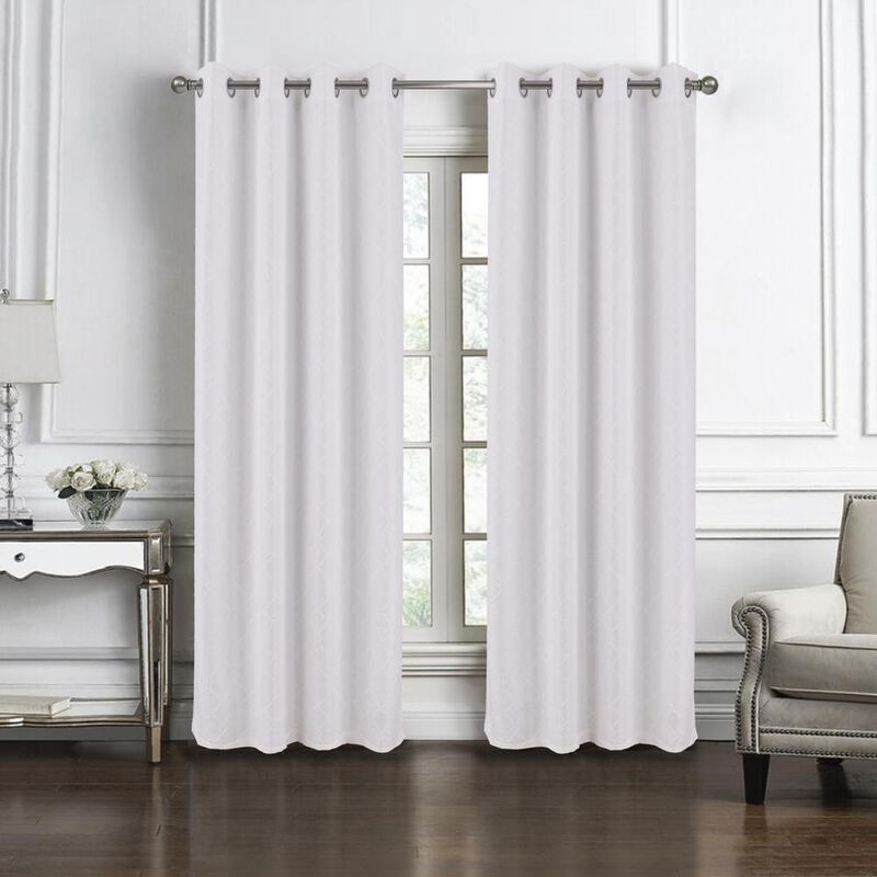 RT Designers Collection Connor Jacquard Premium & Stylish Grommet Panel 54" x 84" White