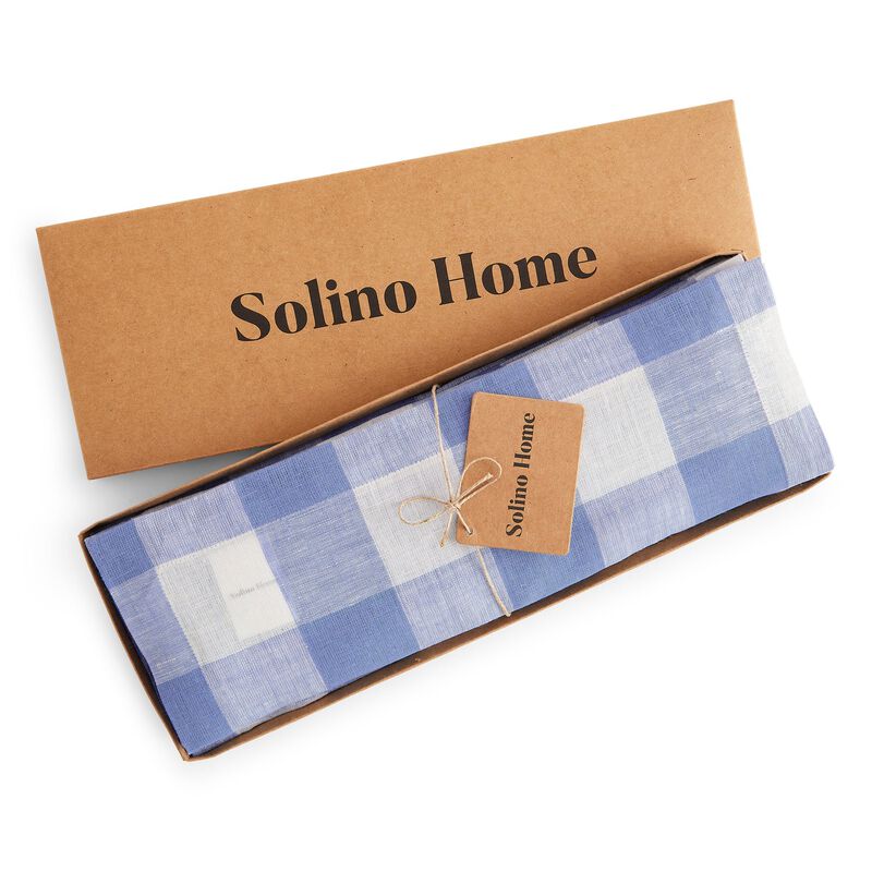 Solino Home 100% Pure Linen 14 x 19 Inch Placemats Set of 4 | Buffalo Check