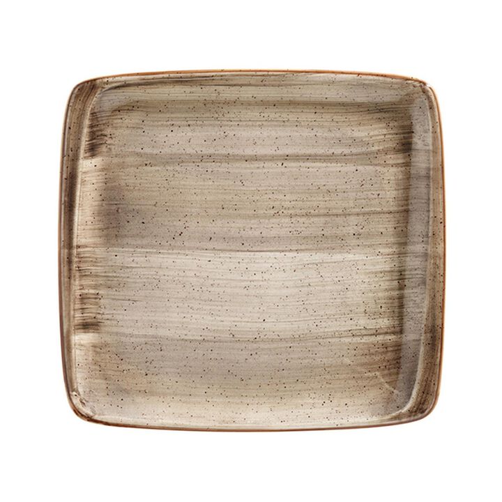 Terrain 10.5" x 10" Square Brown Porcelain Plate