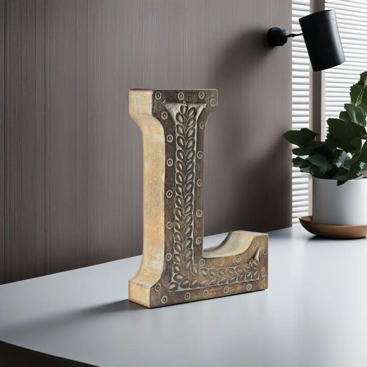 Vintage Gray Handmade Eco-Friendly "L" Alphabet Letter Block For Wall Mount & Table Top D�cor