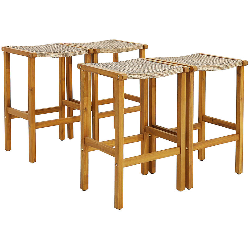Patio Wood Bar Stools Set of 4